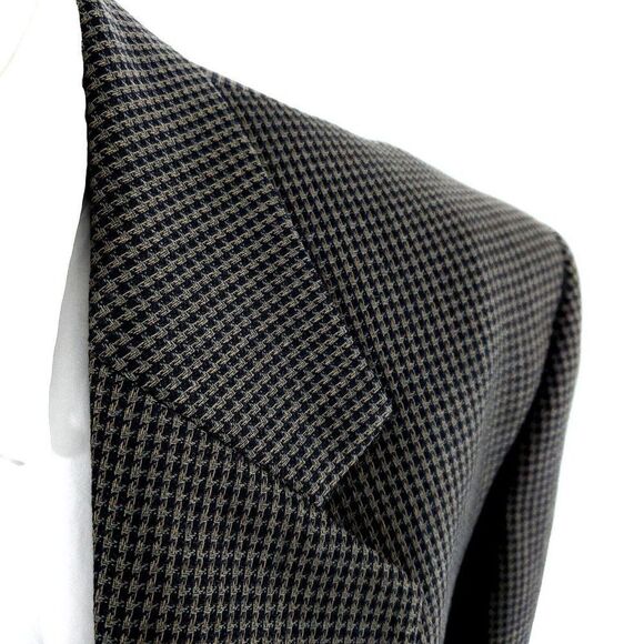 John Weitz Signature Textured Wool 2 Button Sport Coat 42R Green Black Tan Check - Picture 2 of 11